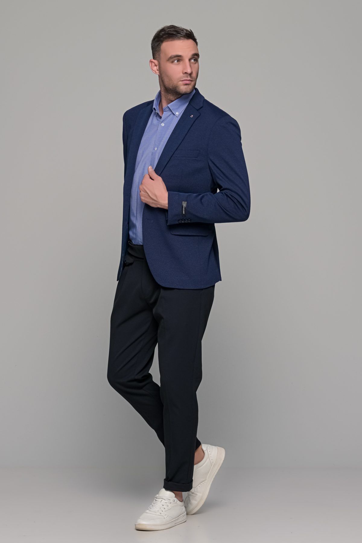 Μπλε ανδρικό ελαστικό σακάκι AM- slim fit - Image 6