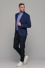 Μπλε ανδρικό ελαστικό σακάκι AM- slim fit - Image 6
