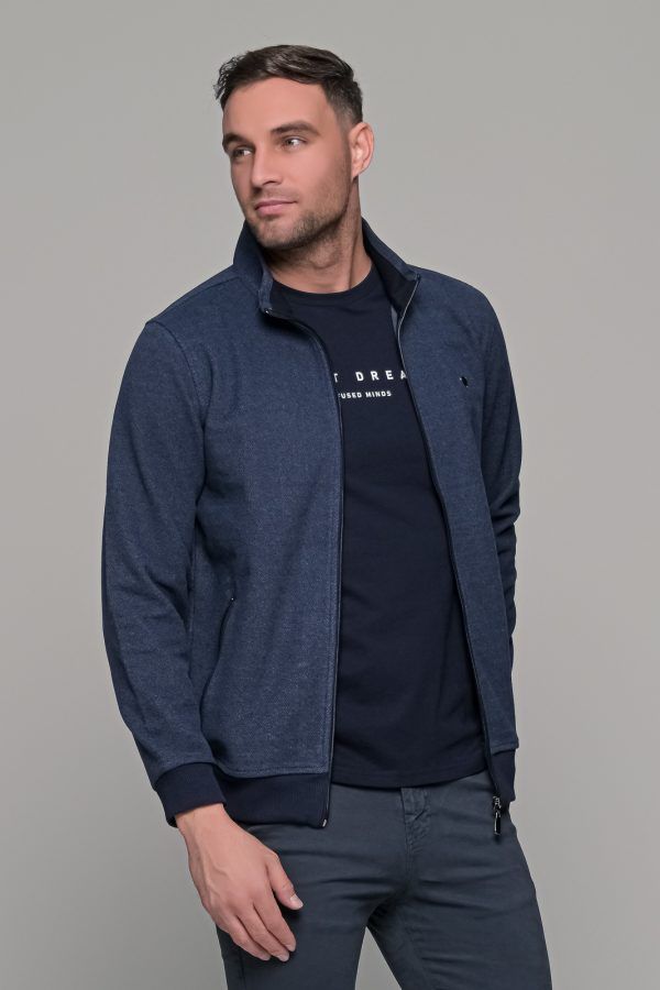 Μπλε ανδρική ζακέτα MS με τσέπες - slim fit