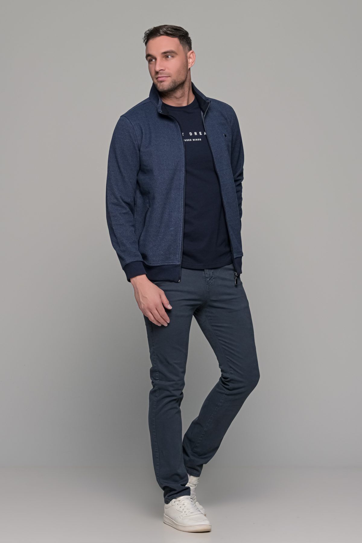 Μπλε ανδρική ζακέτα MS με τσέπες - slim fit