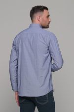 Καρό πουκάμισο μπλε ραφ με λευκό μικροσχέδιο PAPARAZZI χωρίς Τσεπάκι - Classic Fit - Image 2