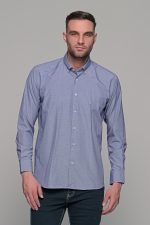 Καρό πουκάμισο μπλε ραφ με λευκό μικροσχέδιο PAPARAZZI χωρίς Τσεπάκι - Classic Fit - Image 3