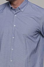 Καρό πουκάμισο μπλε ραφ με λευκό μικροσχέδιο PAPARAZZI χωρίς Τσεπάκι - Classic Fit - Image 5