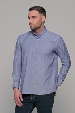 Καρό πουκάμισο μπλε ραφ με λευκό μικροσχέδιο PAPARAZZI χωρίς Τσεπάκι - Classic Fit - Image 4