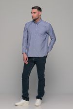 Καρό πουκάμισο μπλε ραφ με λευκό μικροσχέδιο PAPARAZZI χωρίς Τσεπάκι - Classic Fit - Image 6