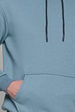 Ανδρικό μπλε σιέλ μονόχρωμο φούτερ με κουκούλα - Image 2