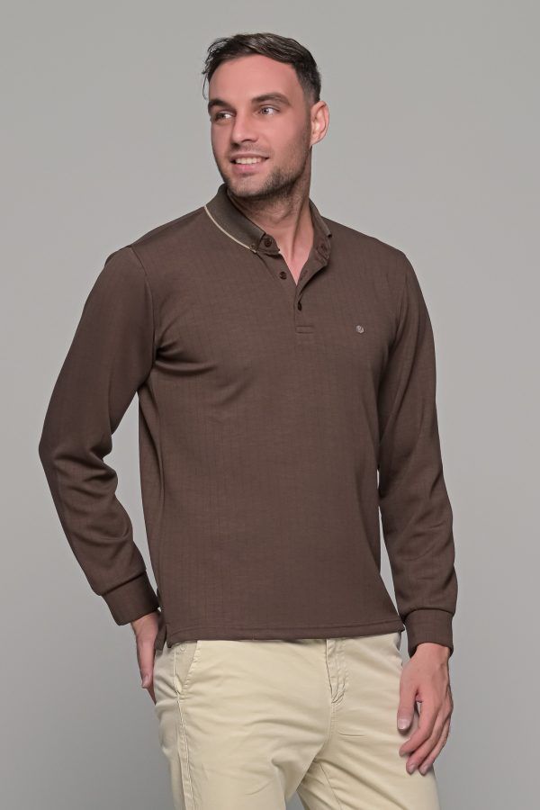 mplouza-t-shirt-makrimaniko-polo-me-giaka-kafe-brown-casual-kathimerino-man-men-andriko (6)
