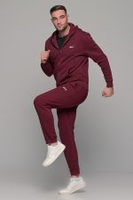 Μπορντό ανδρική ζακέτα φούτερ με φερμουάρ FR - Image 7