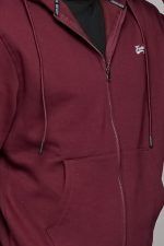 Μπορντό ανδρική ζακέτα φούτερ με φερμουάρ FR - Image 2