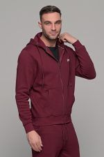 Μπορντό ανδρική ζακέτα φούτερ με φερμουάρ FR - Image 4