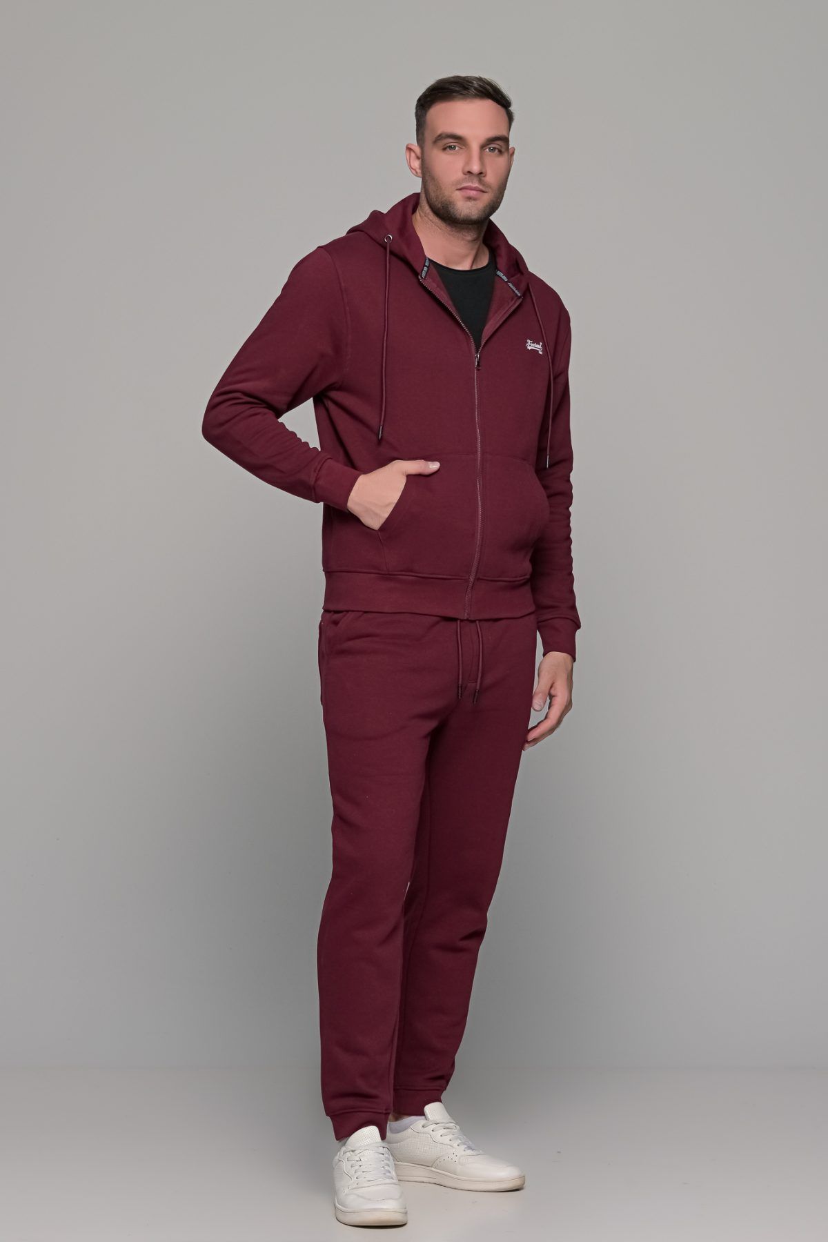 Μπορντό ανδρικό παντελόνι φόρμας με λάστιχο FR - Image 6