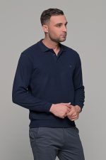 plekto-poylober-polo-me-giaka-bambaki-cottom-sweater-knitting-casual-andriko-man-men-kathimerino-mple-navy-blue