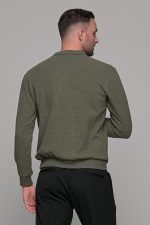 plekto-poylober-polo-me giaka-bambaki-cottom-sweater-knitting-casual-andriko-man-men-kathimerino-prasino-chaki-green-xaki