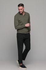 plekto-poylober-polo-me giaka-bambaki-cottom-sweater-knitting-casual-andriko-man-men-kathimerino-prasino-chaki-green-xaki