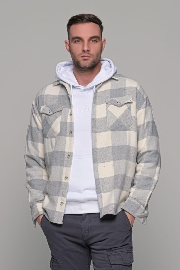 poykamiso-fanelenio-andriko-man-men-casual-kathimerino-jacket-karo-grey-gkri-gri-gre-white-leuko-leyko-me-giaka-koympia-shirt