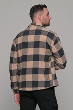 poykamiso-fanelenio-andriko-man-men-casual-kathimerino-jacket-karo-mayro-mauro-black-beige-mpez-me-giaka-koympia-shirt