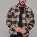 poykamiso-fanelenio-andriko-man-men-casual-kathimerino-jacket-karo-mayro-mauro-black-beige-mpez-me-giaka-koympia-shirt