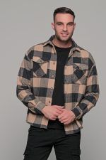 poykamiso-fanelenio-andriko-man-men-casual-kathimerino-jacket-karo-mayro-mauro-black-beige-mpez-me-giaka-koympia-shirt