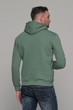 Ανδρικό πράσινο χακί μονόχρωμο φούτερ με κουκούλα - Image 5