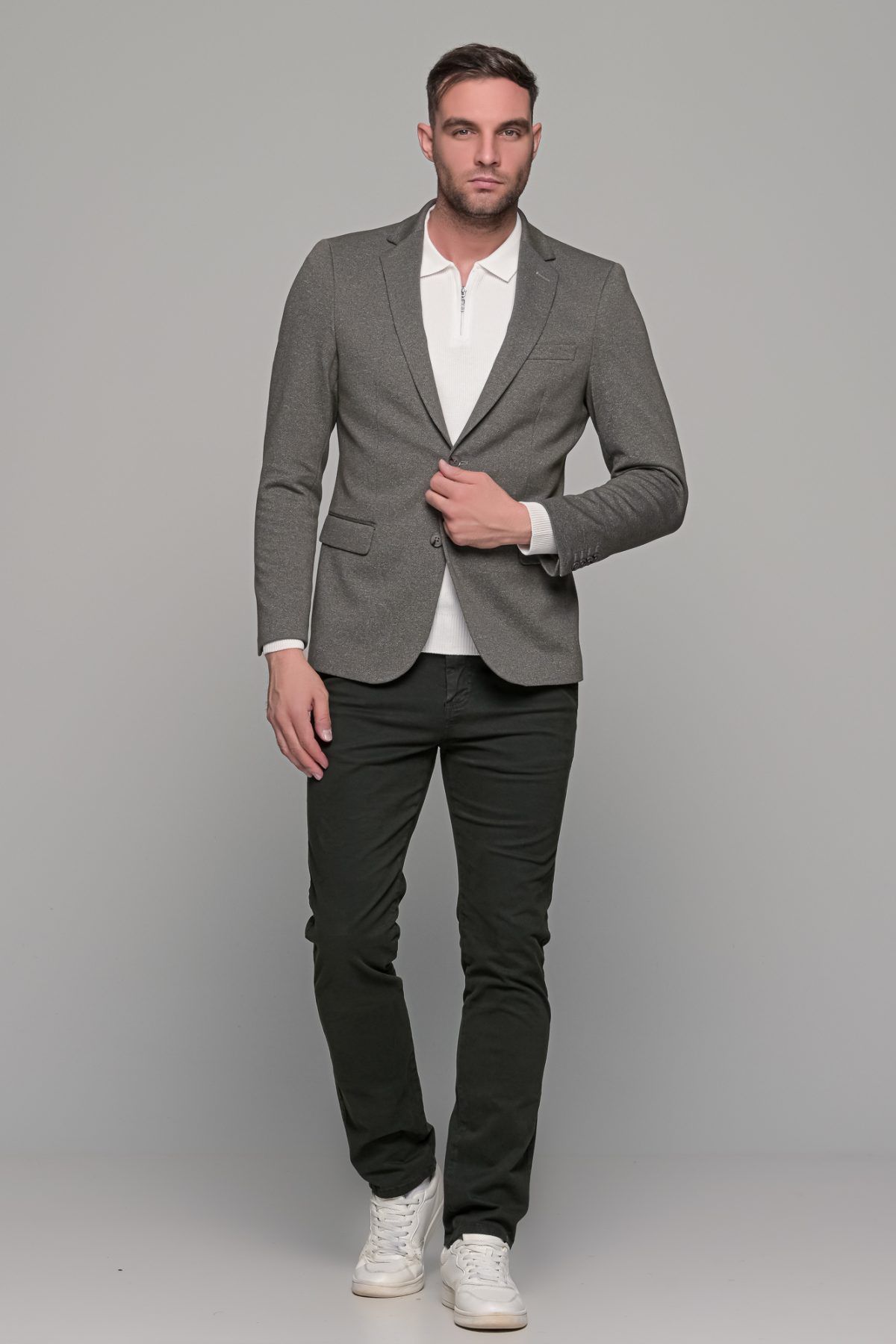 Χακί ανδρικό χειμερινό σακάκι AM- slim fit - Image 8