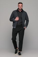 Γκρι ανθρακί ανδρική ζακέτα MS με τσέπες - slim fit