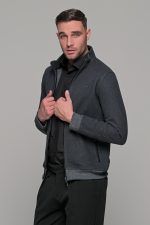 Γκρι ανθρακί ανδρική ζακέτα MS με τσέπες - slim fit
