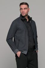 Γκρι ανθρακί ανδρική ζακέτα MS με τσέπες - slim fit