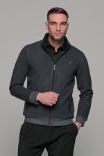 Γκρι ανθρακί ανδρική ζακέτα MS με τσέπες - slim fit