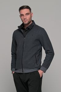 Γκρι ανθρακί ανδρική ζακέτα MS με τσέπες - slim fit
