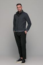 Γκρι ανθρακί ανδρική ζακέτα MS με τσέπες - slim fit
