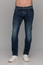 Σκουρο μπλε ανδρικό παντελόνι τζιν με ξέβαμμα Paparazzi – slim fit