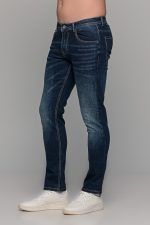 Σκουρο μπλε ανδρικό παντελόνι τζιν με ξέβαμμα Paparazzi – slim fit - Image 3