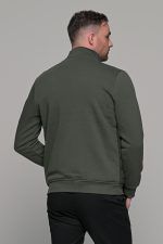 Πράσινη χακί ανδρική ζακέτα με suede επένδυση και φερμουάρ MS - slim fit - Image 6