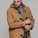 Ανδρικό μάλλινο Μοντγκόμερι σε κάμελ χρώμα