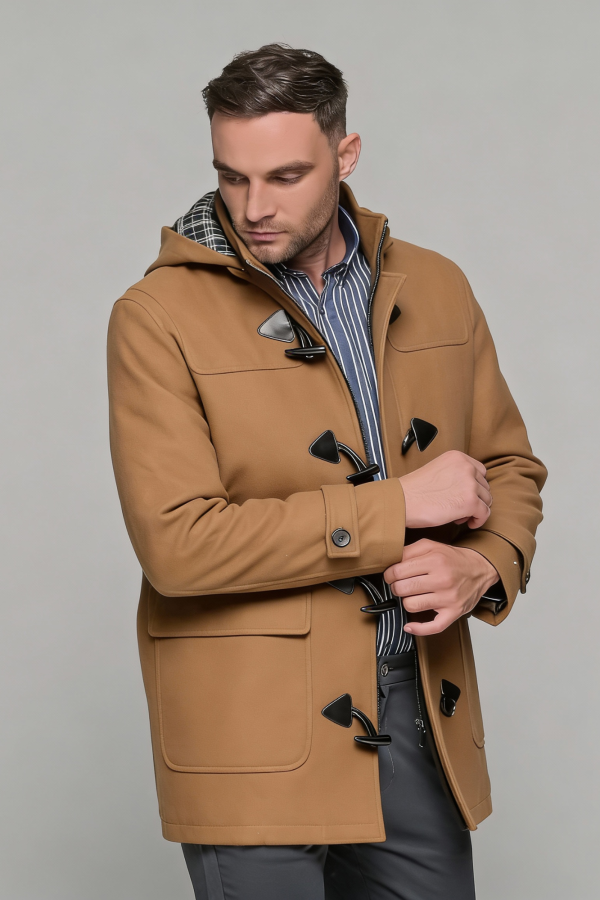 Ανδρικό μάλλινο Μοντγκόμερι σε κάμελ χρώμα