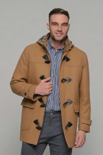 Ανδρικό μάλλινο Μοντγκόμερι σε κάμελ χρώμα