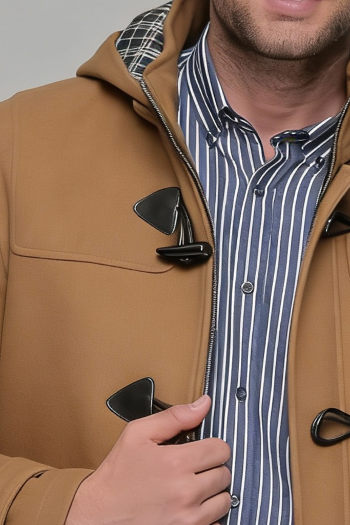 Ανδρικό μάλλινο Μοντγκόμερι σε κάμελ χρώμα