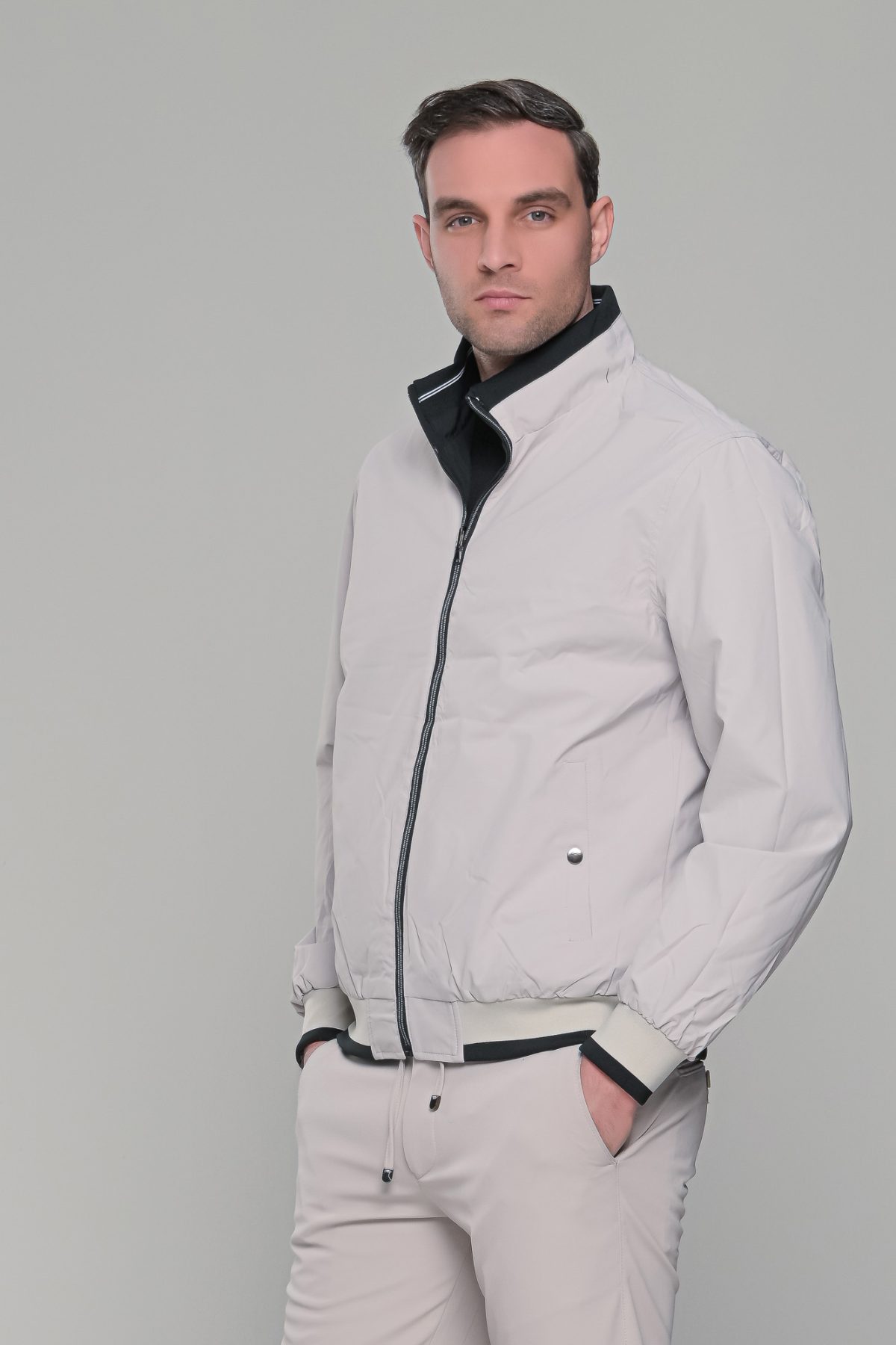 Μαύρο-Λευκό ανοιξιάτικο ανδρικό μπουφάν διπλής όψης double face - Slim fit - Image 6