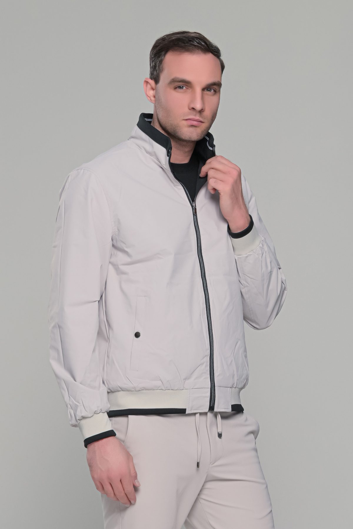 Μαύρο-Λευκό ανοιξιάτικο ανδρικό μπουφάν διπλής όψης double face - Slim fit - Image 8