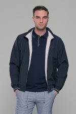 Μπλε-Λευκό ανοιξιάτικο ανδρικό μπουφάν διπλής όψης double face - Slim fit