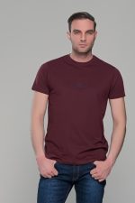 Μπορντό κοντομάνικο t-shirt ανδρικό μπλουζάκι με στάμπα