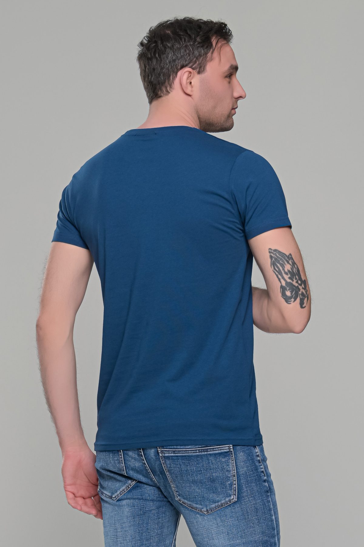 Μπλε κοντομάνικο t-shirt ανδρικό μπλουζάκι με στάμπα - Image 8