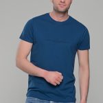 Μπλε κοντομάνικο t-shirt ανδρικό μπλουζάκι με στάμπα