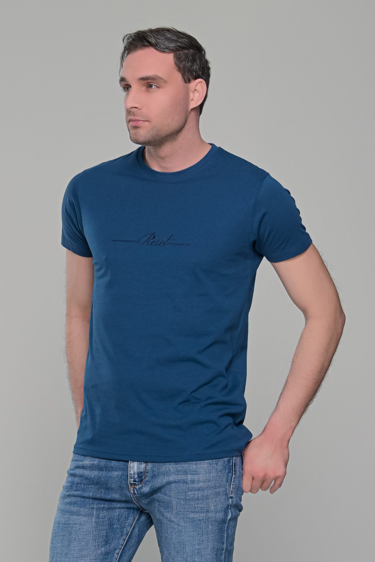 Μπλε κοντομάνικο t-shirt ανδρικό μπλουζάκι με στάμπα - Image 3