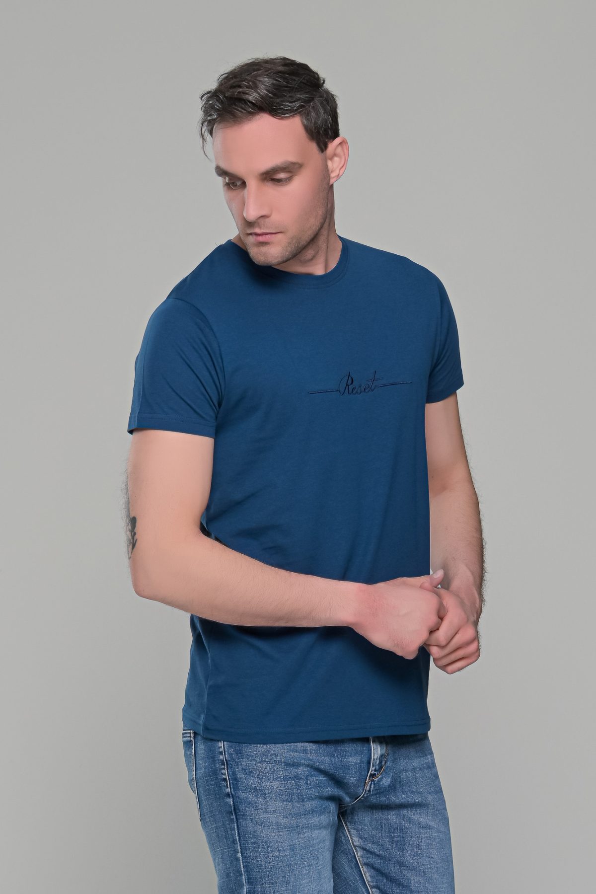 Μπλε κοντομάνικο t-shirt ανδρικό μπλουζάκι με στάμπα - Image 5