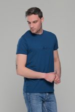 Μπλε κοντομάνικο t-shirt ανδρικό μπλουζάκι με στάμπα - Image 5