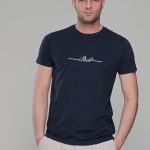 Σκούρο μπλε κοντομάνικο t-shirt ανδρικό μπλουζάκι με στάμπα