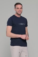 Σκούρο μπλε κοντομάνικο t-shirt ανδρικό μπλουζάκι με στάμπα - Image 5