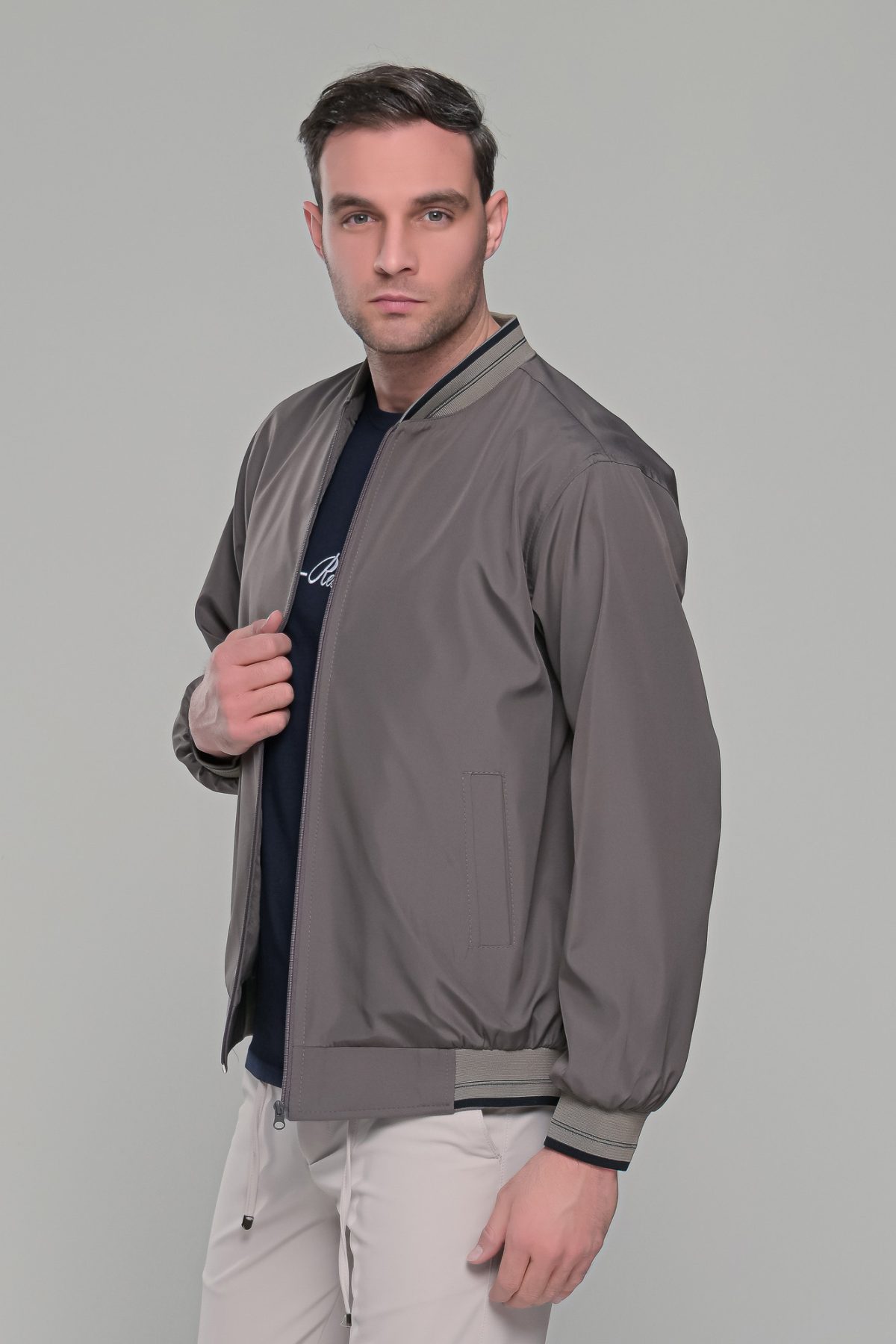 Ανθρακί ανδρικό ανοιξιάτικο μπουφάν - Slim fit - Image 5