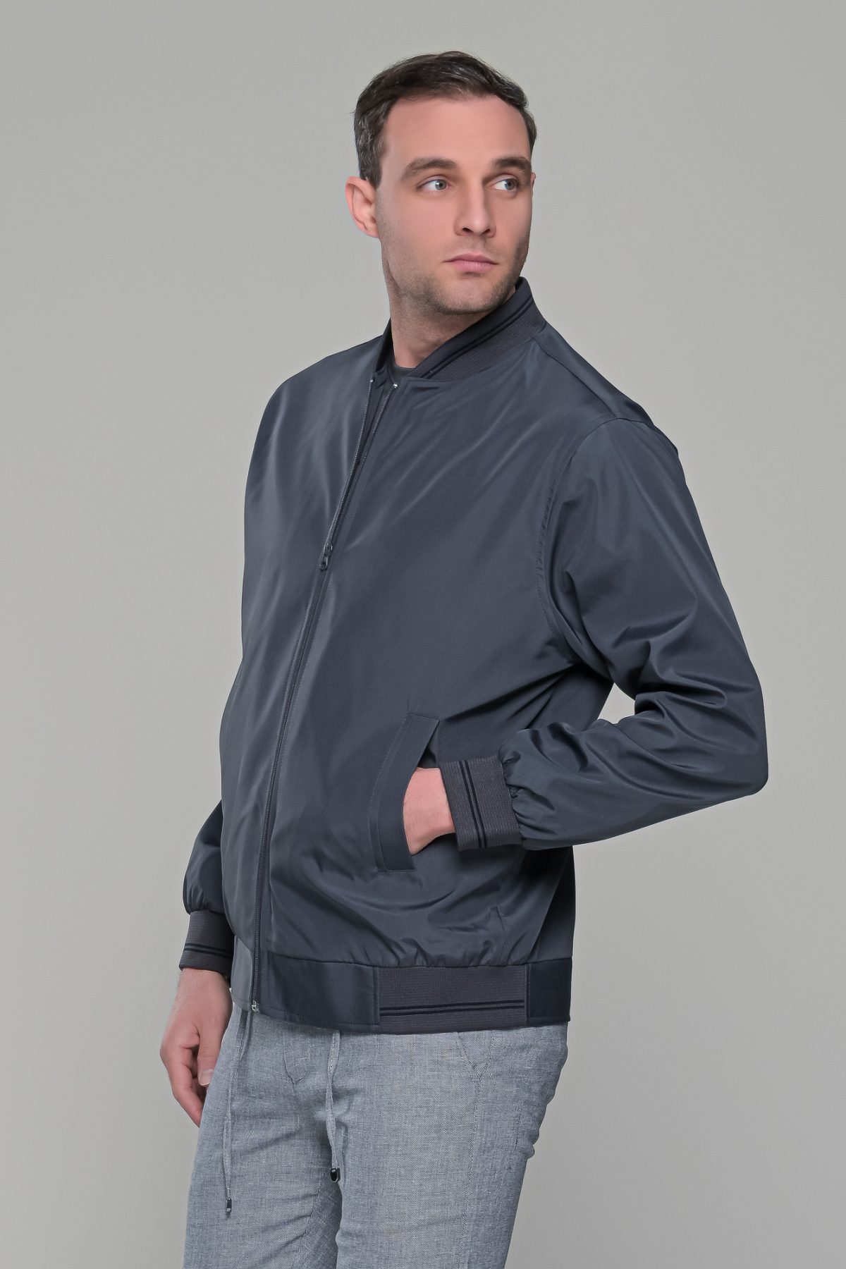 Μπλε ανδρικό ανοιξιάτικο μπουφάν - Slim fit - Image 7